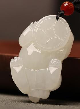 和田玉貔貅吊坠男款女项链玉石皮丘招财情侣霸王貔挂件玉坠玉佩