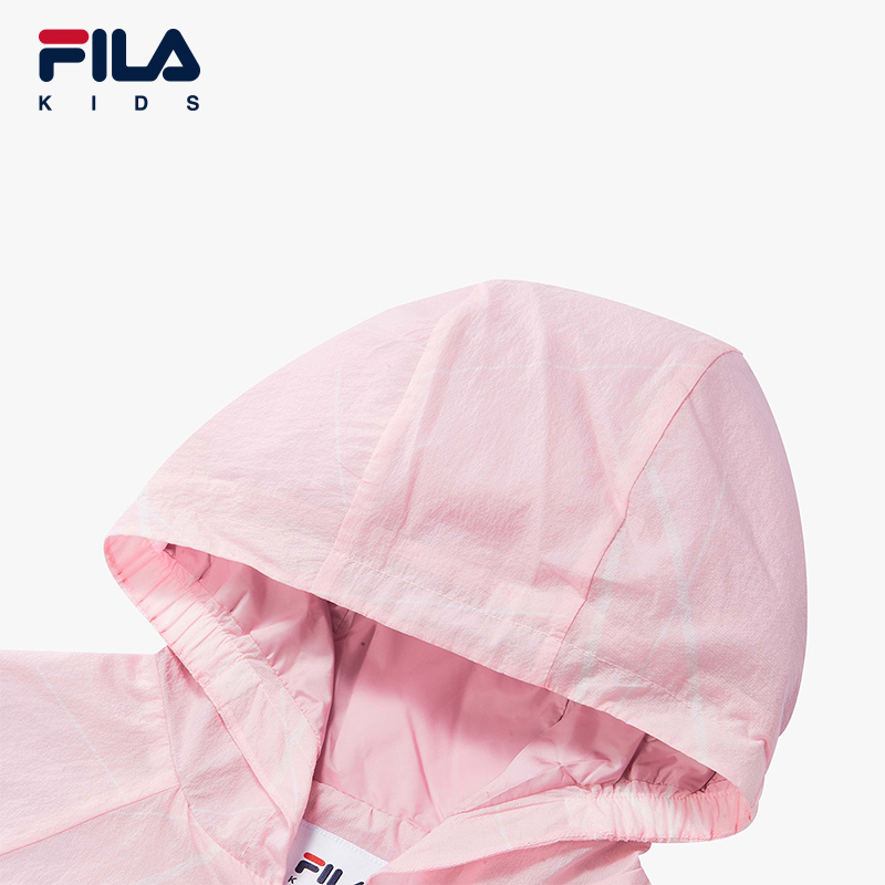 FILA斐乐儿童运动童装2024秋冬新款中大童梭织运动服女童连帽外套 - 图1