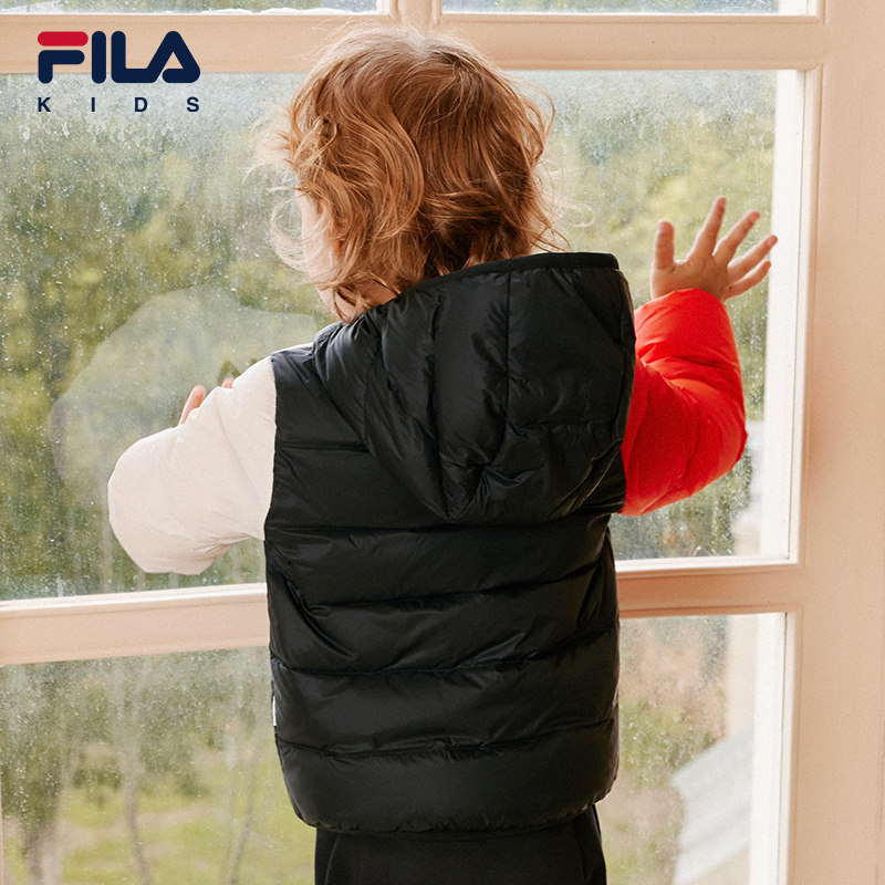 FILA 斐乐儿童童装羽绒服2023秋冬新款婴幼童男女连帽保暖外套潮