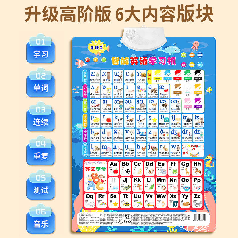 48个国际音标有声挂图英语发音自然拼读教材小学生入门英文字母