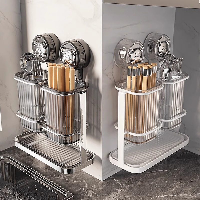 吸盘筷子收纳盒筷子筒壁挂式家用厨房置物架勺子筷笼筷子桶沥水架,淘宝优惠券,粉丝福利购,淘宝优惠卷