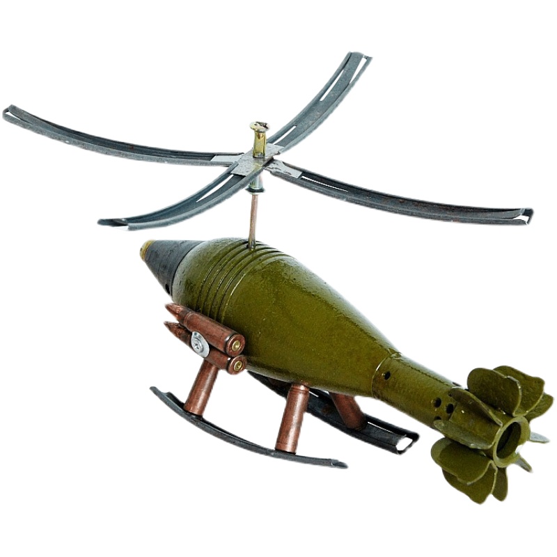 退役金属工艺品60炮壳仿直升机模型摆设部队留念战友互赠礼装饰品-图0