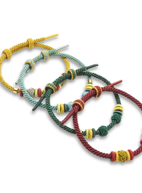 适用于周生生同款diy转运手编绳串珠手绳可调节编织转运珠手链