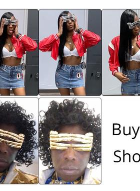 Gold Fingers Glasses Festival Points Men One Piece Silver Ba