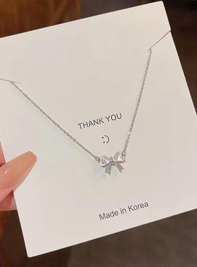 Light And Luxurious Opal Bow Necklace Women