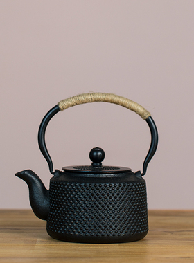 新中式酒店软装铸铁壶茶室样板房博古架装饰摆件茶壶复古日式铁壶