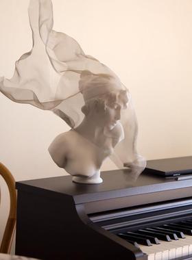 北欧轻奢面纱少女雕塑中古客厅电视柜玄关雕像高级艺术品装饰摆件