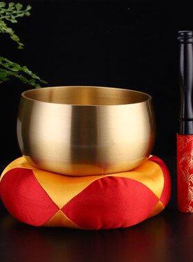 三旗堂加厚日式铜磬法器纯黄铜盂钵佛音碗瑜伽修行钵颂钵疗愈工具