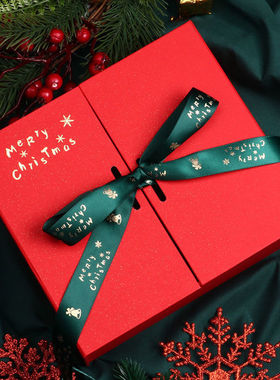 圣诞节喜庆礼物盒礼品盒大号伴手礼包装盒送女友红色圣诞双开礼盒