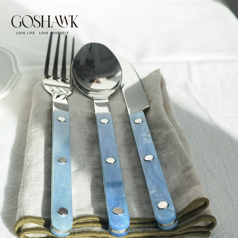 GOSHAWK餐具高颜值不锈钢牛排刀叉ins风精致西餐餐具刀叉勺三件套,淘宝优惠券,粉丝福利购,淘宝优惠卷