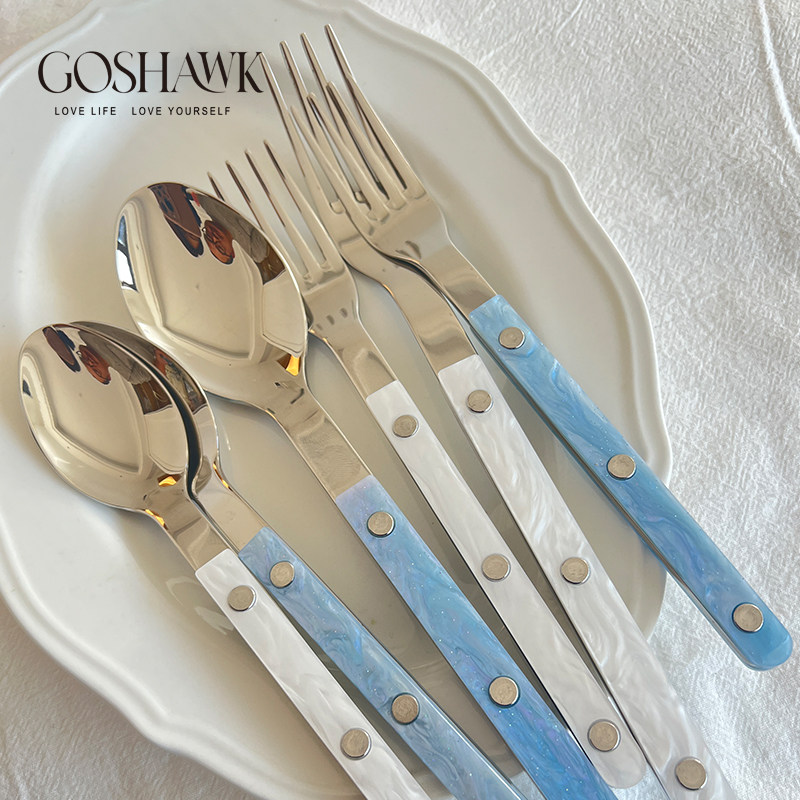 GOSHAWK餐具高颜值不锈钢牛排刀叉ins风精致西餐餐具刀叉勺三件套,淘宝优惠券,粉丝福利购,淘宝优惠卷