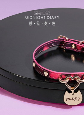 Midnight Diary原创感温变色爱心项圈女choker吊牌情侣项圈牵引绳