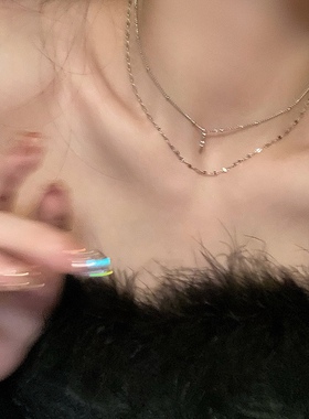 高级感十字架细项链女春夏简约双层叠戴配饰轻奢小众设计锁骨链潮