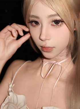 纯欲辣妹风粉色蕾丝choker蝴蝶结绑带项链女锁骨颈链项圈