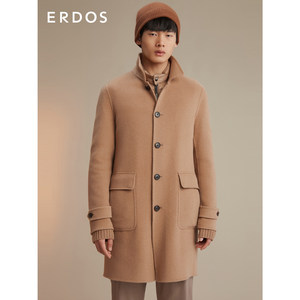 ERDOS 男装骆驼绒大衣秋冬驼色单排扣中长款外套经典质感静奢风