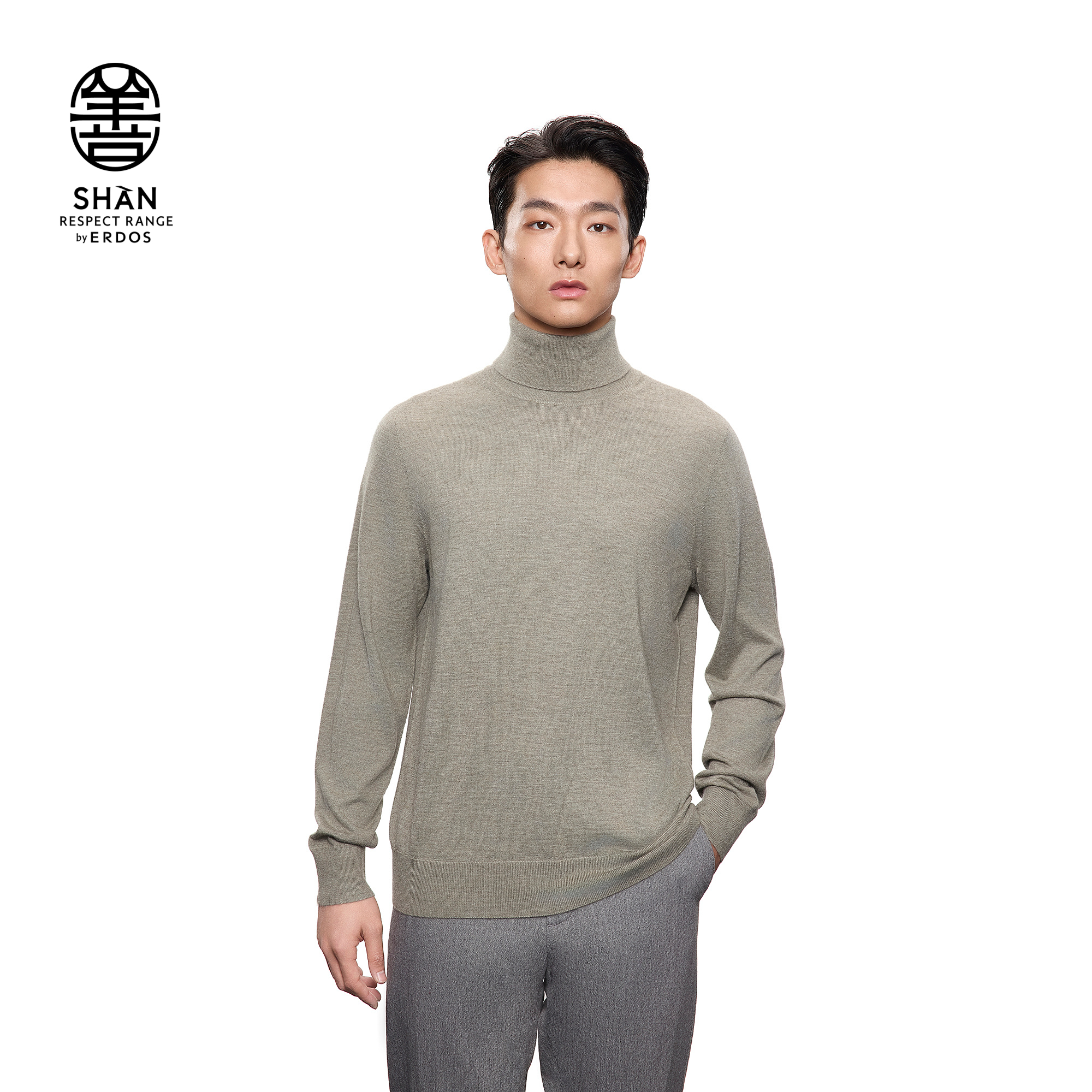 ERDOS【善系列】25秋冬精纺高领套衫时尚保暖男羊绒衫 - 图3
