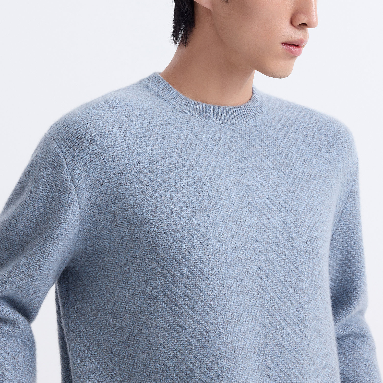 【善系列】ERDOS 男装羊绒衫25年新品初绒圆领翻花人字纹保暖,淘宝优惠券,粉丝福利购,淘宝优惠卷