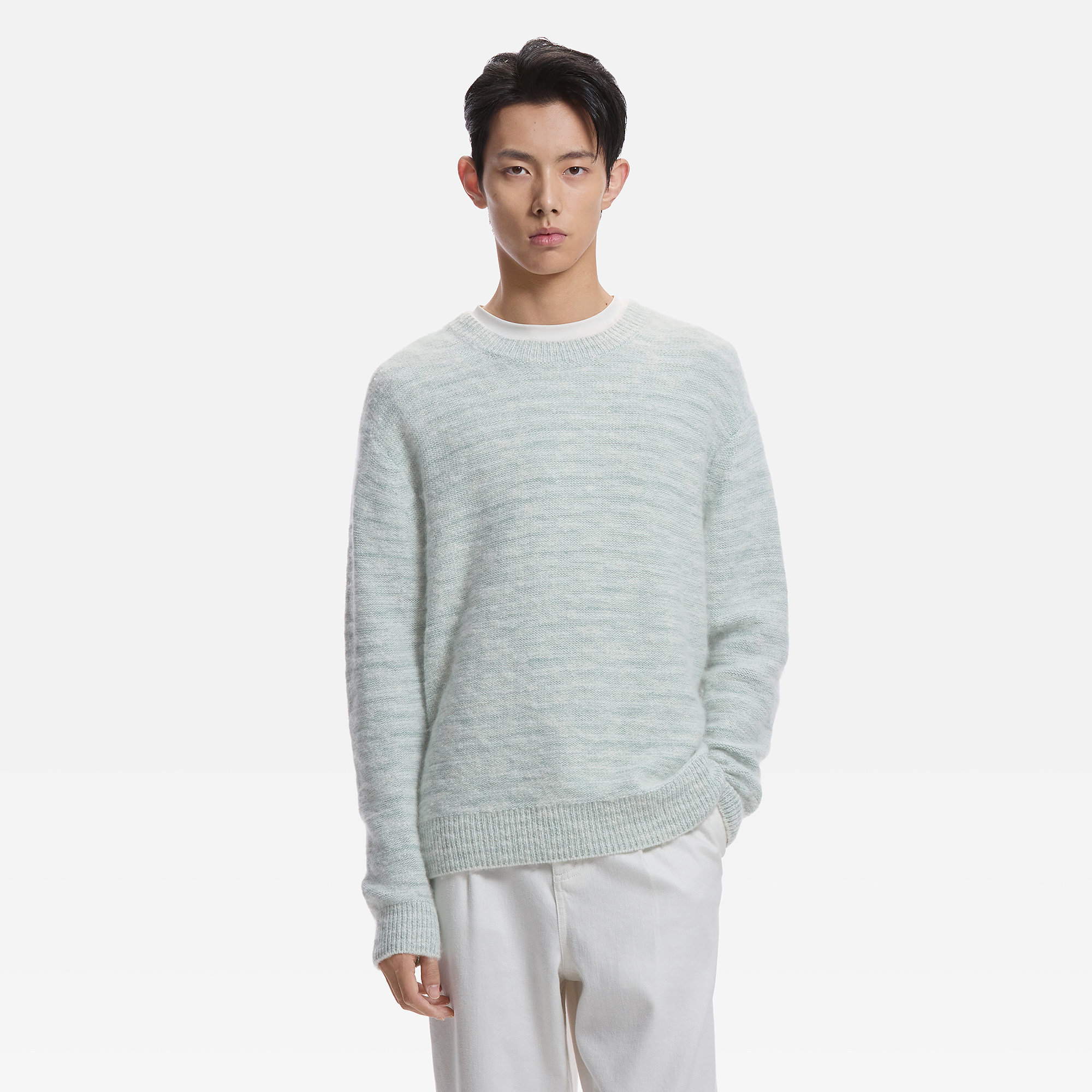 ERDOS 男装圆领花纱羊绒衫26年早春新品宽松直身时尚清新针织衫,淘宝优惠券,粉丝福利购,淘宝优惠卷