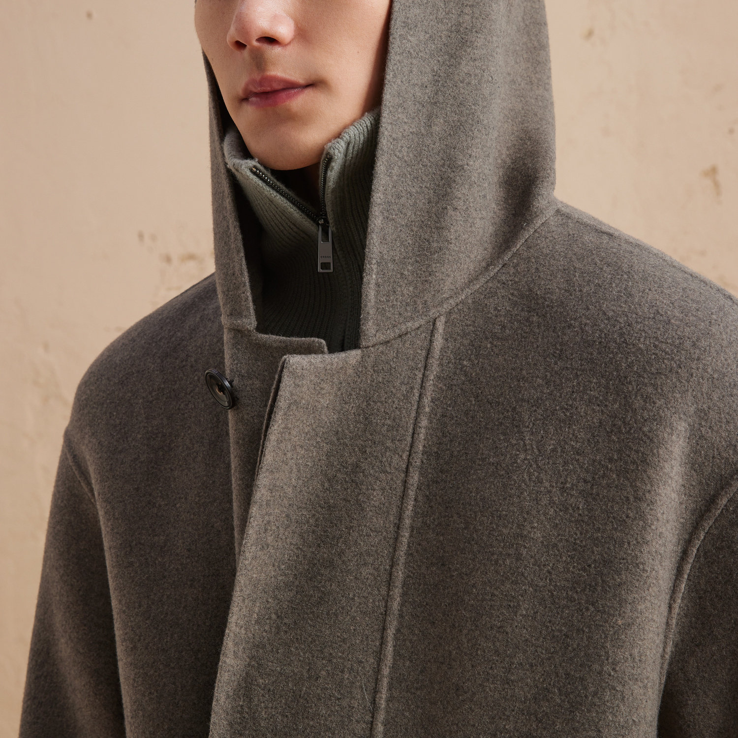 ERDOS 男装纯羊毛大衣秋冬连帽双面蓬松呢长款毛呢大衣,淘宝优惠券,粉丝福利购,淘宝优惠卷