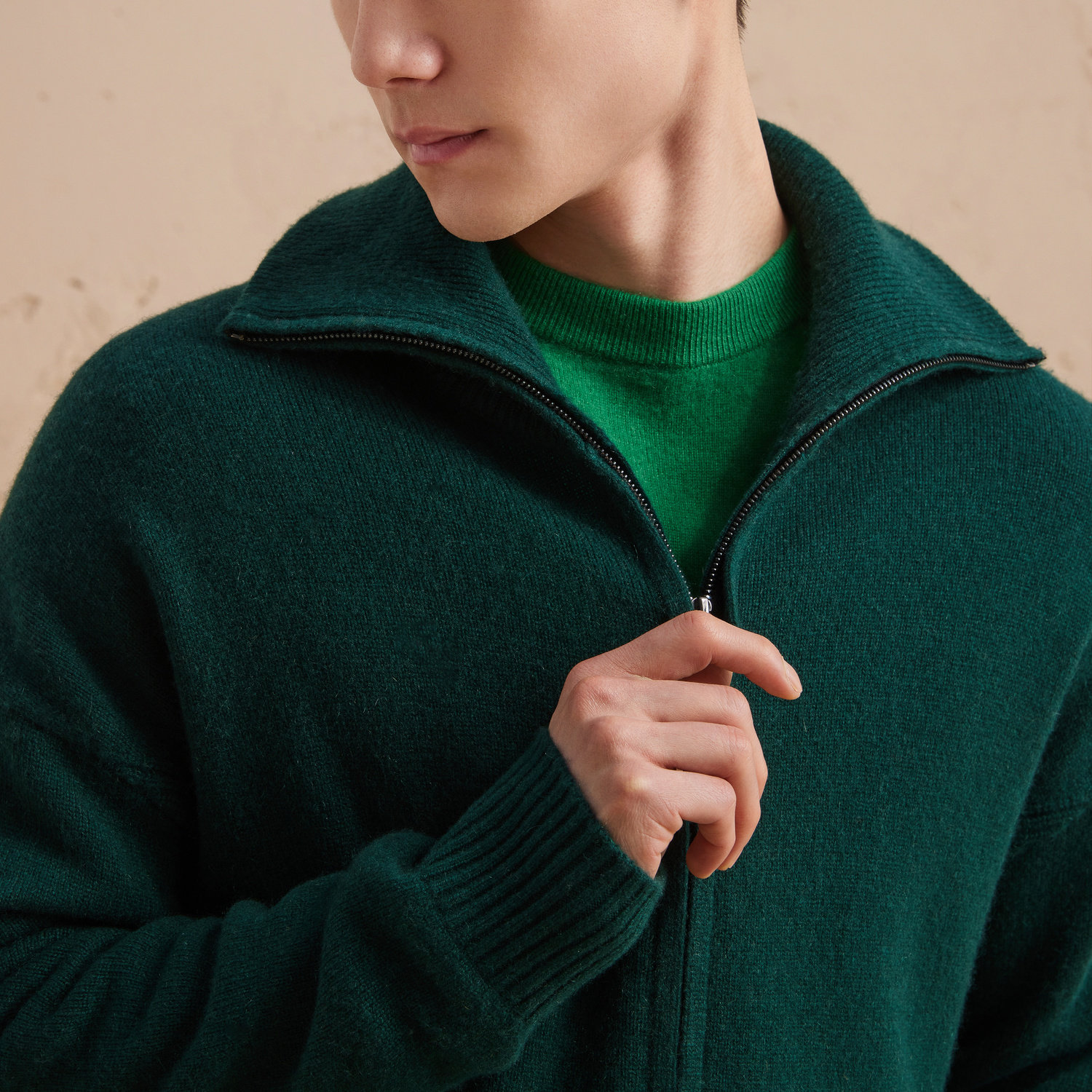 ERDOS 男装羊绒衫秋冬高领厚款微落肩宽松开衫保暖百搭,淘宝优惠券,粉丝福利购,淘宝优惠卷