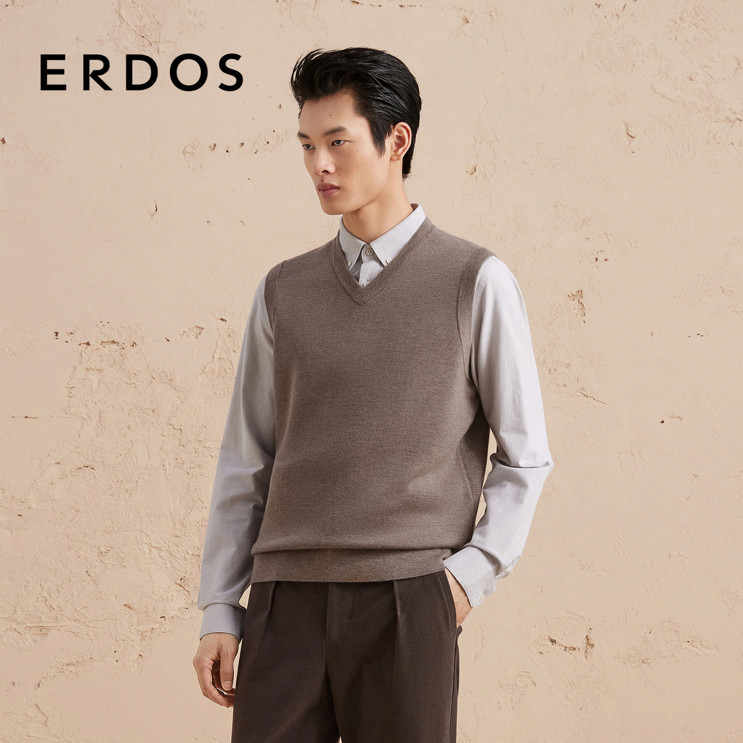 ERDOS 男装羊绒背心秋冬精纺V领双提厚款弹力保暖羊绒衫,淘宝优惠券,粉丝福利购,淘宝优惠卷