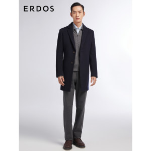 ERDOS 男装纯羊绒大衣秋冬西服领中长款双面呢厚款外套轻商务保暖