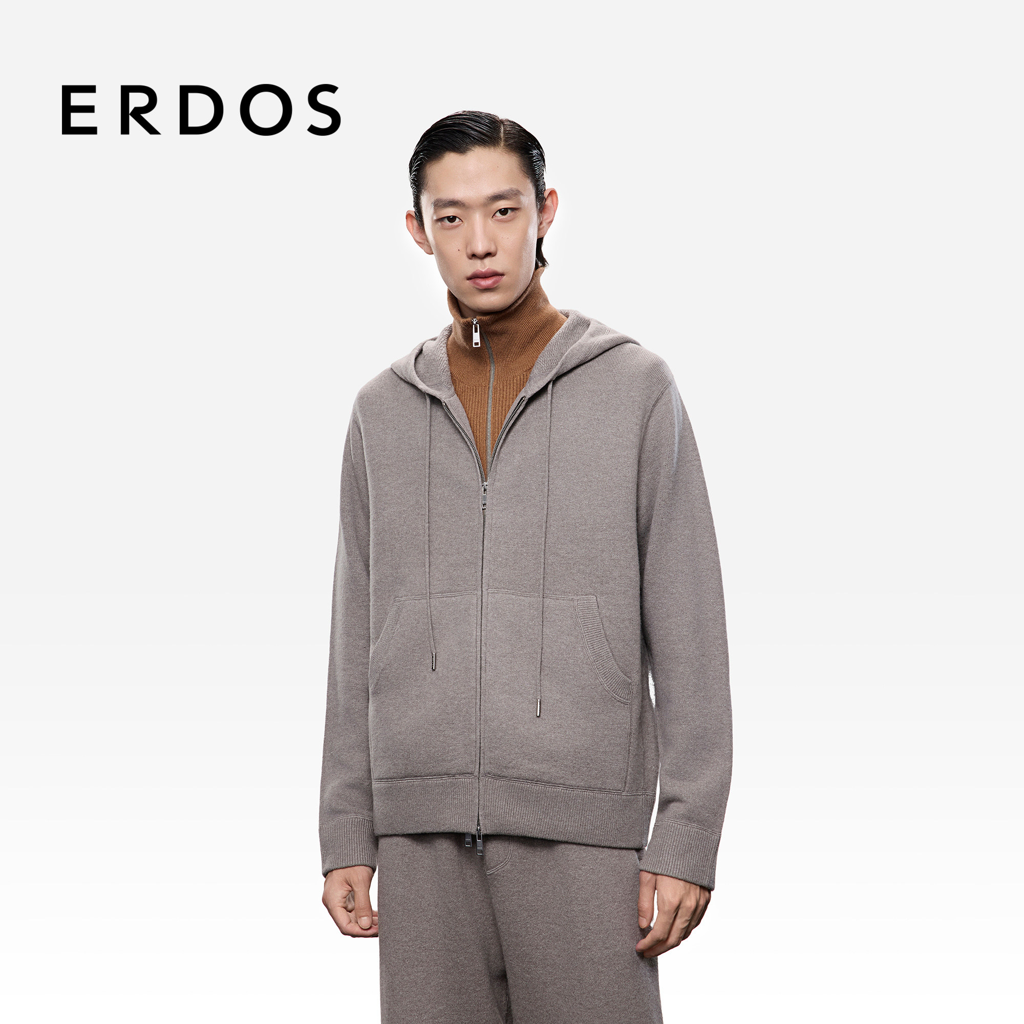 【秀场同系列】ERDOS 男装连帽虚提羊绒开衫25年秋冬新品休闲外套,淘宝优惠券,粉丝福利购,淘宝优惠卷