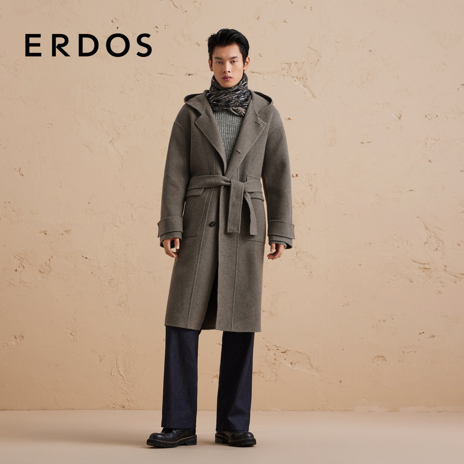 ERDOS 男装纯羊毛大衣秋冬连帽双面蓬松呢长款毛呢大衣,淘宝优惠券,粉丝福利购,淘宝优惠卷