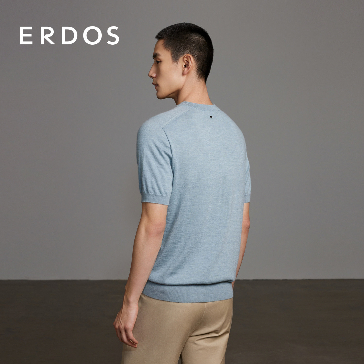 ERDOS 男装羊绒T恤春季款精纺圆领轻薄半袖套衫商务休闲,淘宝优惠券,粉丝福利购,淘宝优惠卷