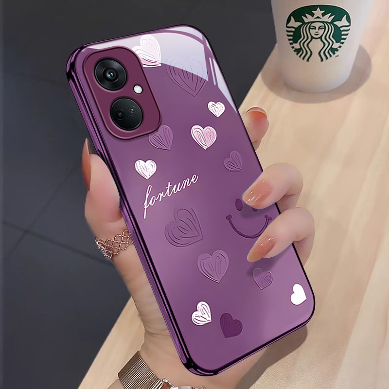 适用手机壳oppok11新款渐变爱心oppok11x防摔可爱女网红金属漆玻璃高级感全包潮 - 图3