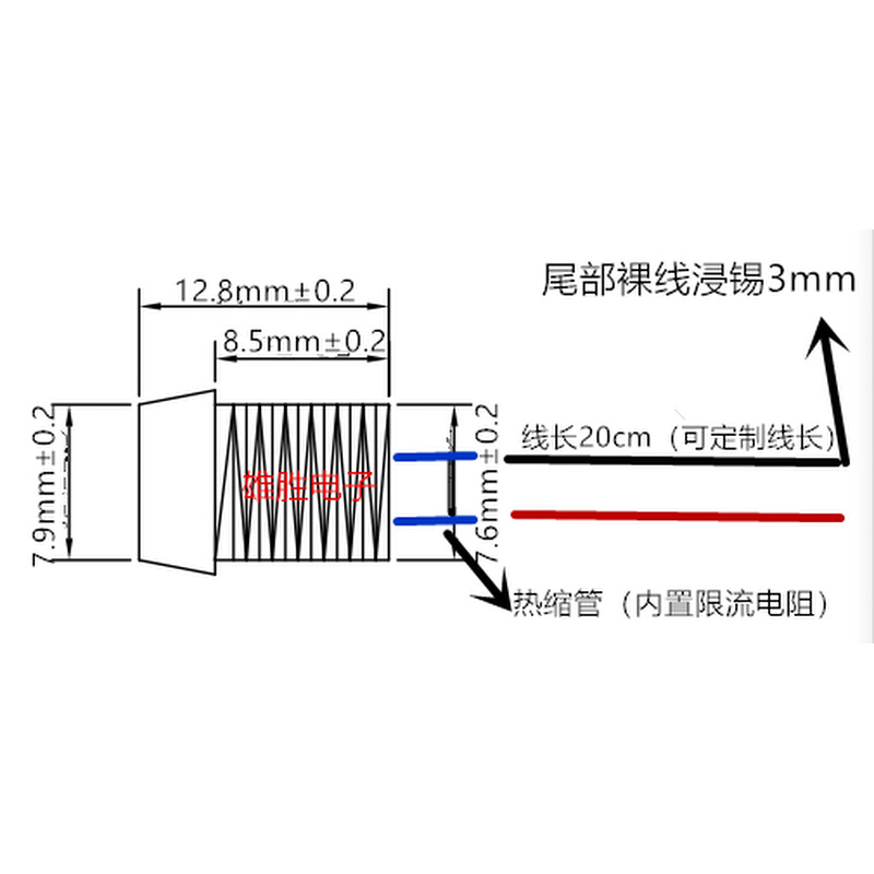 8mm微型指示灯3V5V12V24V36V48V110V220V面板信号灯模型车飞机灯 - 图1