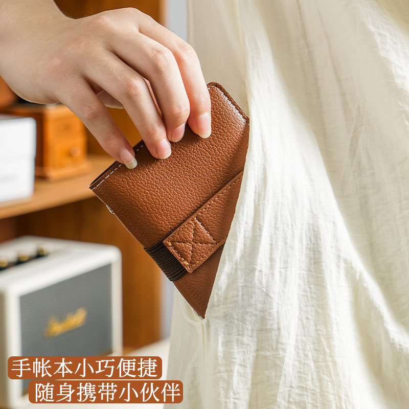 鹿羊纹皮质m5活页手账本随身便携小巧笔记本本子可拆卸简约ins风旅游手帐本学生高颜值日记本空白网格记事本,淘宝优惠券,粉丝福利购,淘宝优惠卷