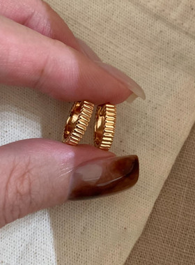 极简银色罗缎素圈耳扣女小众设计