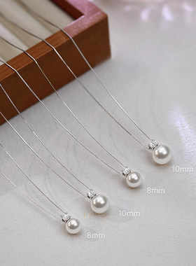 简约仿珍珠吊坠项链女款高级感