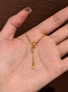 金色拉丝水滴项链女高级感轻奢