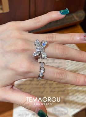 爆闪蝴蝶结戒指叠戴开口小众设计