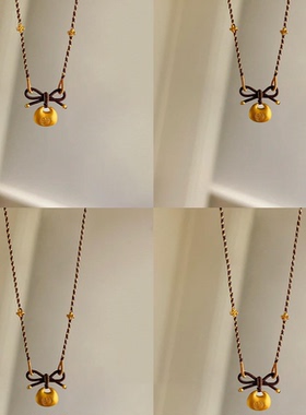 小胖福蝴蝶结项链女新中式复古