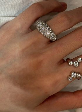 老钱风椭圆爆闪戒指女款开口叠戴