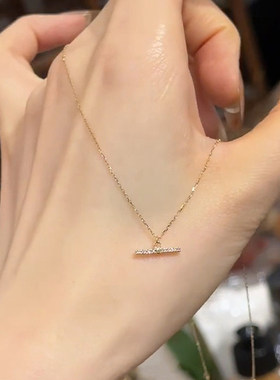 金色一字平衡木项链女高级感轻奢