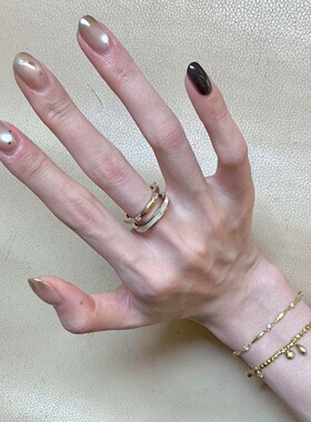 韩系清冷感双层仿闪钻贝母戒指女