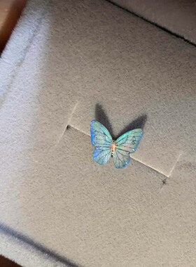 森系幻彩蓝立体蝴蝶耳钉小众耳饰