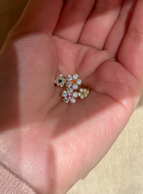 彩色花朵戒指女款2026新款小众