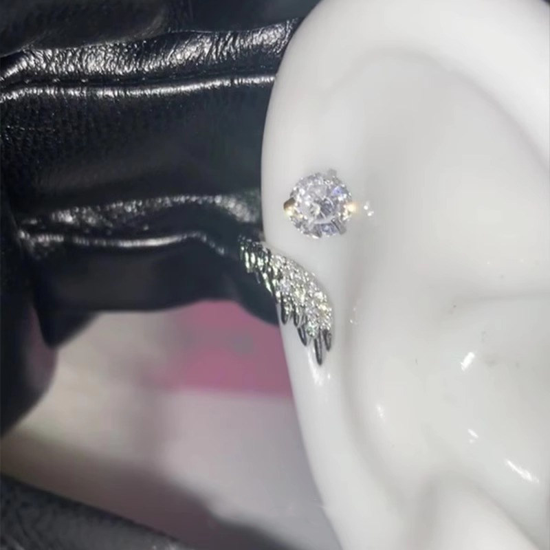 绝美天使羽翼耳骨钉女款轻奢高级感小众耳环独特时尚仿钻缠绕耳饰 - 图1