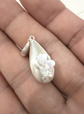 新中式白色小花吊坠水滴项链女款