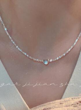 925纯银碎银子爱心项链女款轻奢小众设计感颈链爆款锁骨链高级感