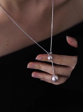 法式复古长款抽拉式仿珍珠项链女秋冬气质高级感时尚毛衣链