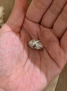 中古Vintage银色三层交叉戒指女