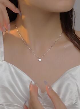 925纯银贝壳爱心项链女2022年新款潮毛衣链轻奢小众ins高级感配饰
