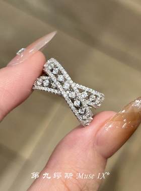 银色交叉戒指女款中古轻奢高级感