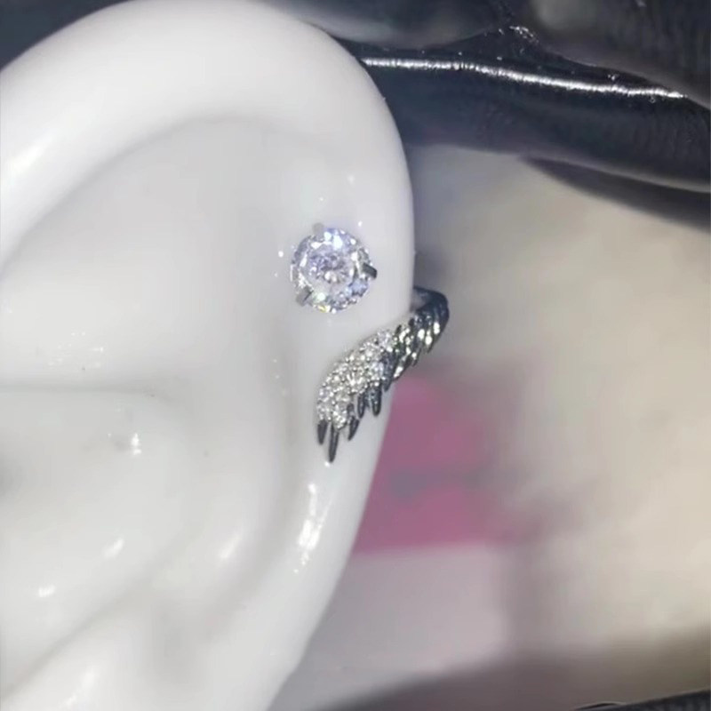 绝美天使羽翼耳骨钉女款轻奢高级感小众耳环独特时尚仿钻缠绕耳饰 - 图0